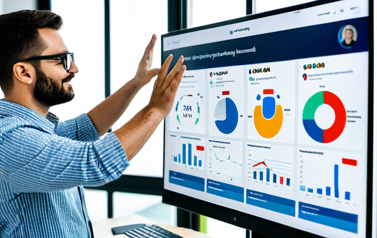 소셜 리스닝 툴의 사용자 경험 향상 전략 - **Prompt:** A marketing team collaborating around a large screen displaying a personalized social li...