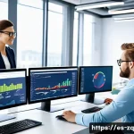 소셜 리스닝 툴의 대중적 사용 사례 - A modern digital marketing team in a bright, contemporary office setting, actively monitoring multip...