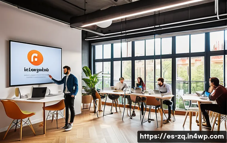 소셜 리스닝 툴을 활용한 매출 증대 전략 - A vibrant digital marketing office scene set in a modern Madrid coworking space, featuring a diverse...